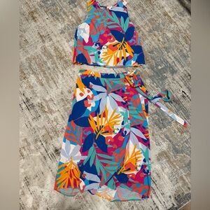 J. Crew Colorful Floral Midi Skirt